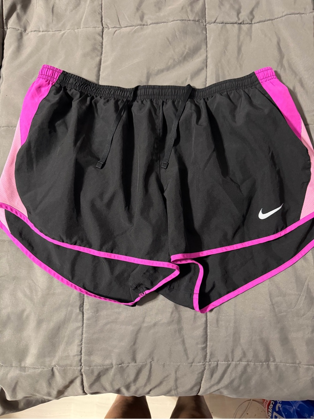 Nike Women's Black Shorts with Hot Pink Trim
